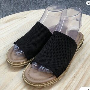 Kelly & Katie Sandal Womens Ari Slide Black Mesh Slip On Casual Open Toe